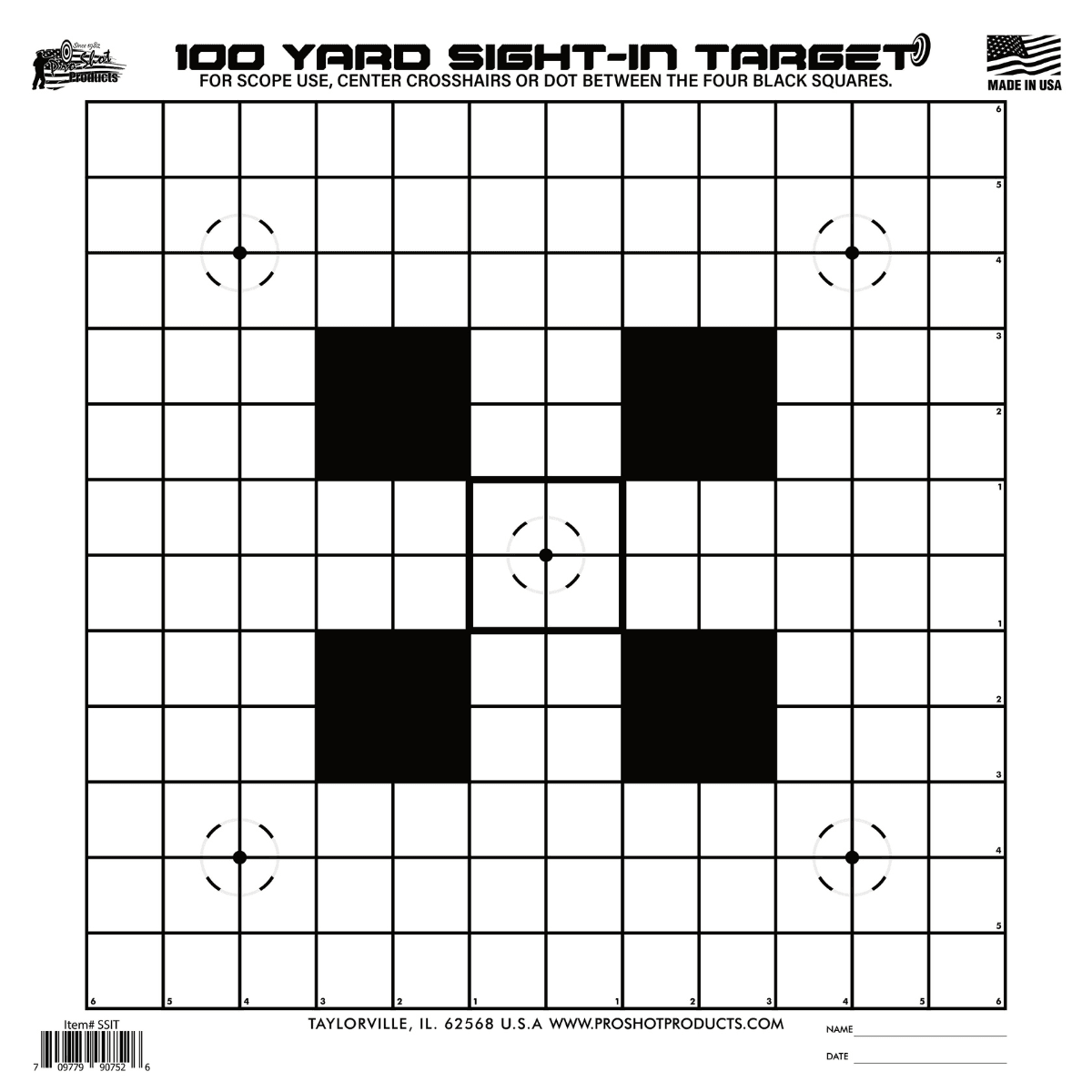 Pro-Shot Sight-In Paper Target, Hanging Heavy Paper 100yds 14" x 14" Black/White 12 Pack - SSIT12PK Pro-Shot Sight-In Paper Target, Hanging Heavy Paper 100yds 14" x 14" Black/White 12 Pack - SSIT12PK