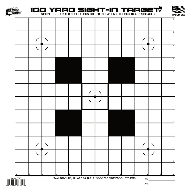 Pro-Shot Sight-In Paper Target, Hanging Heavy Paper 100yds 14" x 14" Black/White 12 Pack - SSIT12PK Pro-Shot Sight-In Paper Target, Hanging Heavy Paper 100yds 14" x 14" Black/White 12 Pack - SSIT12PK