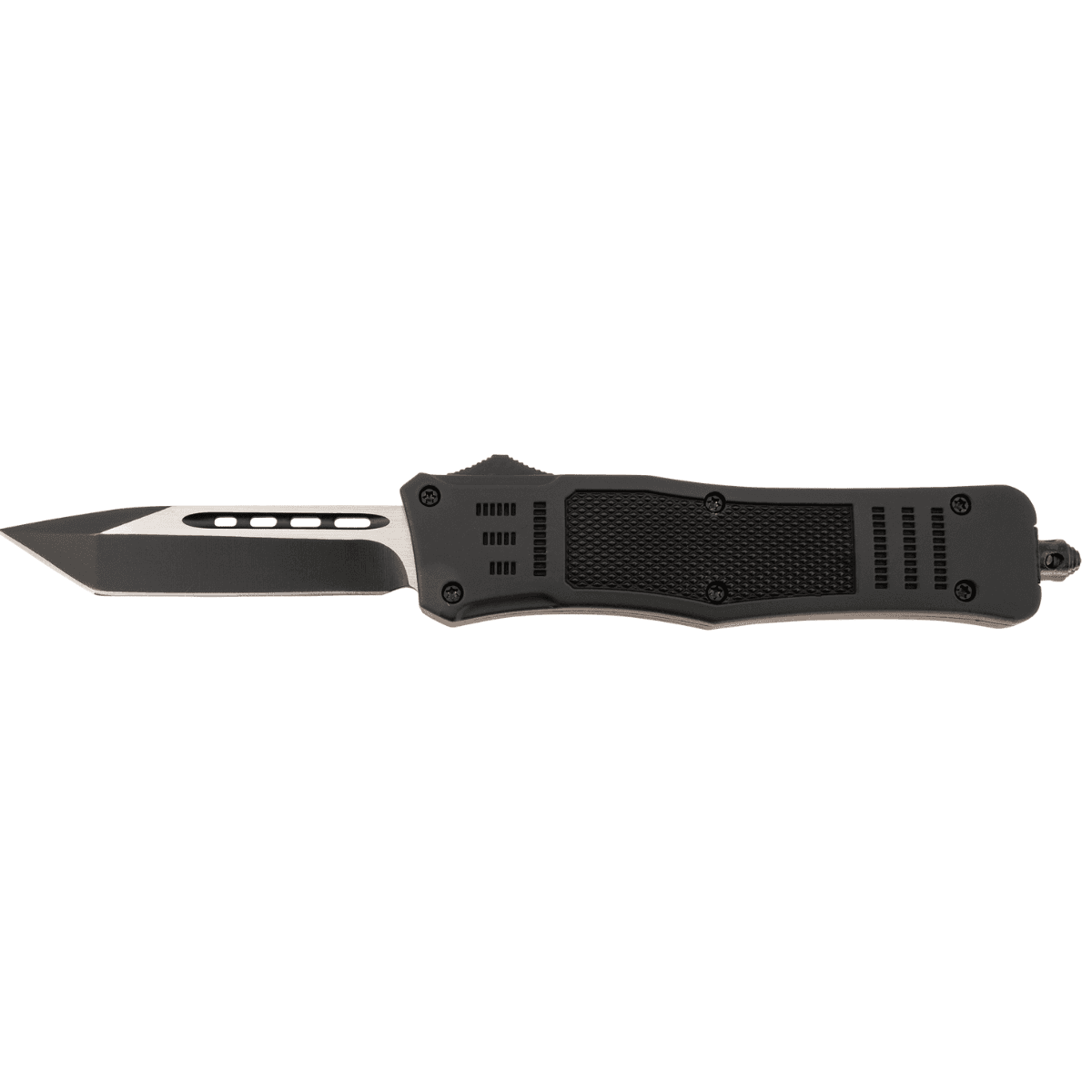Steel River Knives Spartan Knife, Medium 3.25" Tanto Plain Black/Silver 440C SS Blade/ 4.50" Black Aluminum Zinc Alloy Handle - T618BT Steel River Knives Spartan Knife, Medium 3.25" Tanto Plain Black/Silver 440C SS Blade/ 4.50" Black Aluminum Zinc Alloy Handle - T618BT