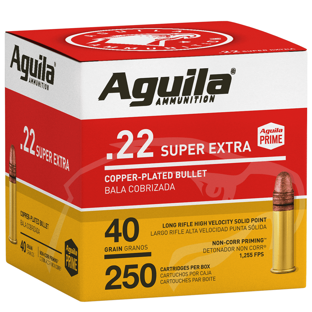 Aguila 1B221100 Super Extra Rimfire 22LR 40gr Copper Plated Solid Point 250 Per Box Aguila 1B221100 Super Extra Rimfire 22LR 40gr Copper Plated Solid Point 250 Per Box