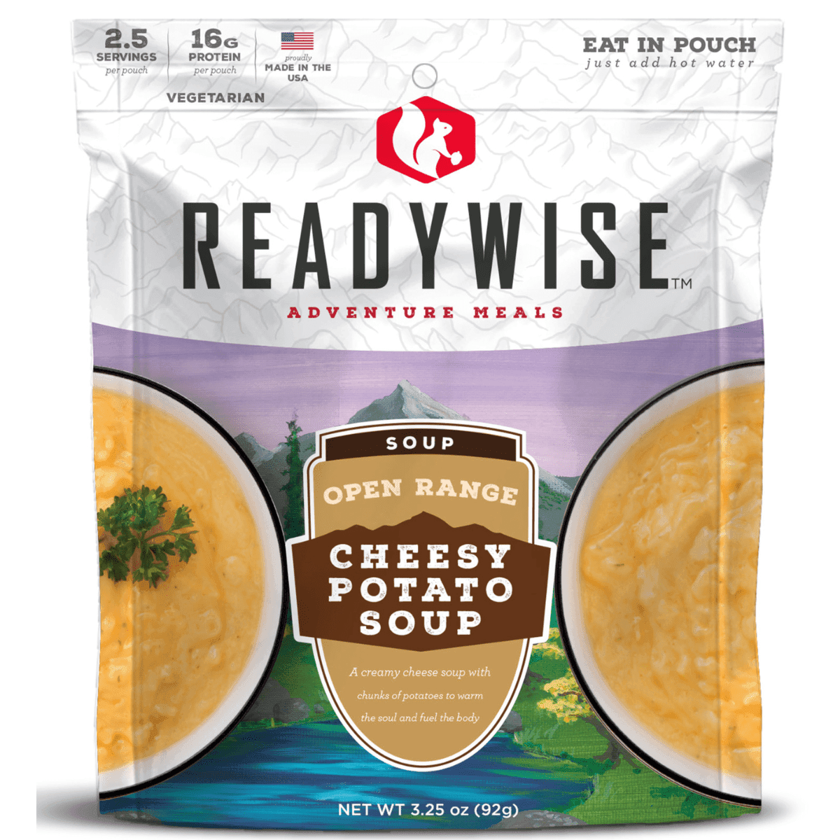 ReadyWise Outdoor Food Kit Open Range Cheesy Potato Soup, 2.5 Servings In A Resealable Pouch, 6 Per Case - RW05010 ReadyWise Outdoor Food Kit Open Range Cheesy Potato Soup, 2.5 Servings In A Resealable Pouch, 6 Per Case - RW05010