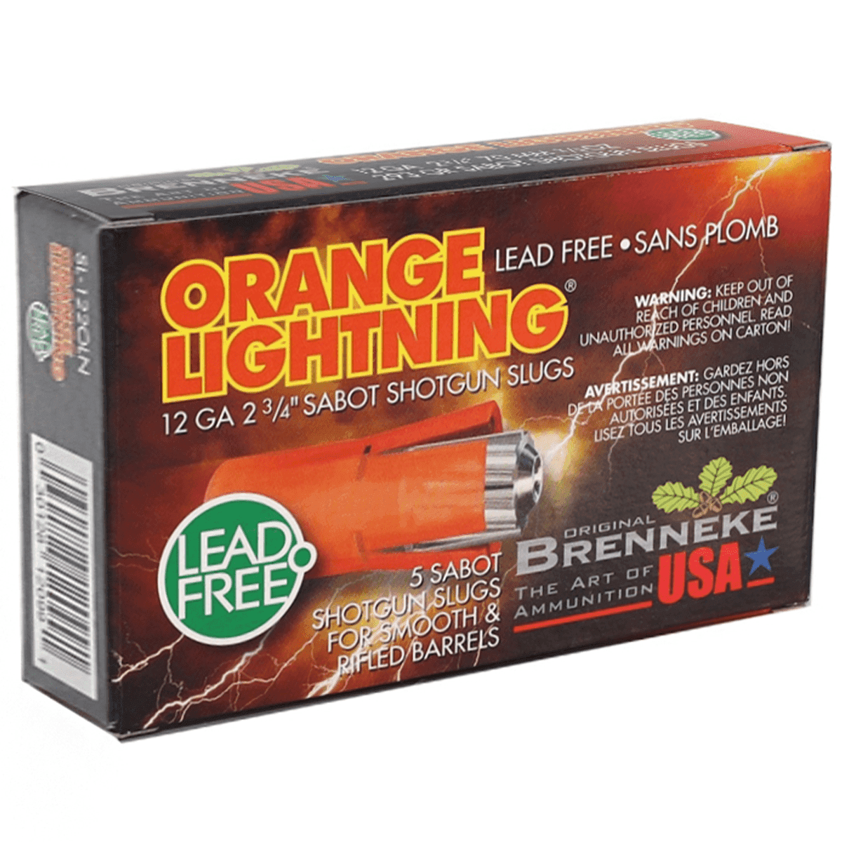 Brenneke SL122OLN Orange Lightning 12 Gauge 2.75" 2/3oz Slug Shot 5 Per Box Brenneke SL122OLN Orange Lightning 12 Gauge 2.75" 2/3oz Slug Shot 5 Per Box