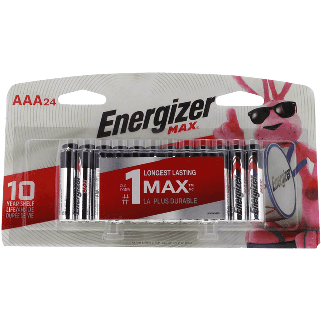 Energizer Max AAA, Black/Silver 1.5V Alkaline Qty (24) Single Pack - E92BP24E4 Energizer Max AAA, Black/Silver 1.5V Alkaline Qty (24) Single Pack - E92BP24E4