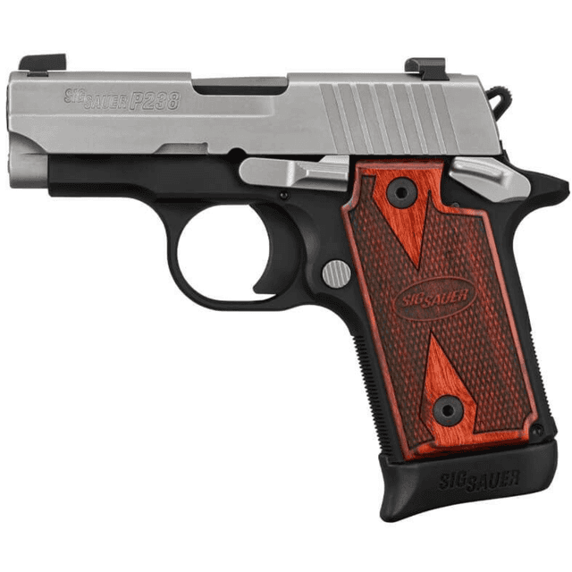 Sig Sauer P238 Two-Tone Pistol, 2.70" Barrel Stainless Bead Blast Slide Checkered Rosewood Grip 6/7rds 380 ACP - 238380TXR3 Sig Sauer P238 Two-Tone Pistol, 2.70" Barrel Stainless Bead Blast Slide Checkered Rosewood Grip 6/7rds 380 ACP - 238380TXR3