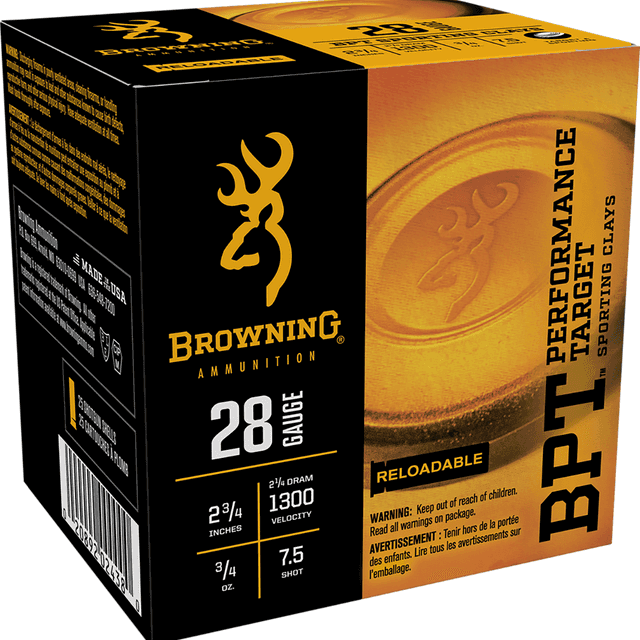 Browning Ammo BPT Performance Target Sporting Clay 28 Gauge 3/4 oz, 25 Per Box - B193632827 Browning Ammo BPT Performance Target Sporting Clay 28 Gauge 3/4 oz, 25 Per Box - B193632827