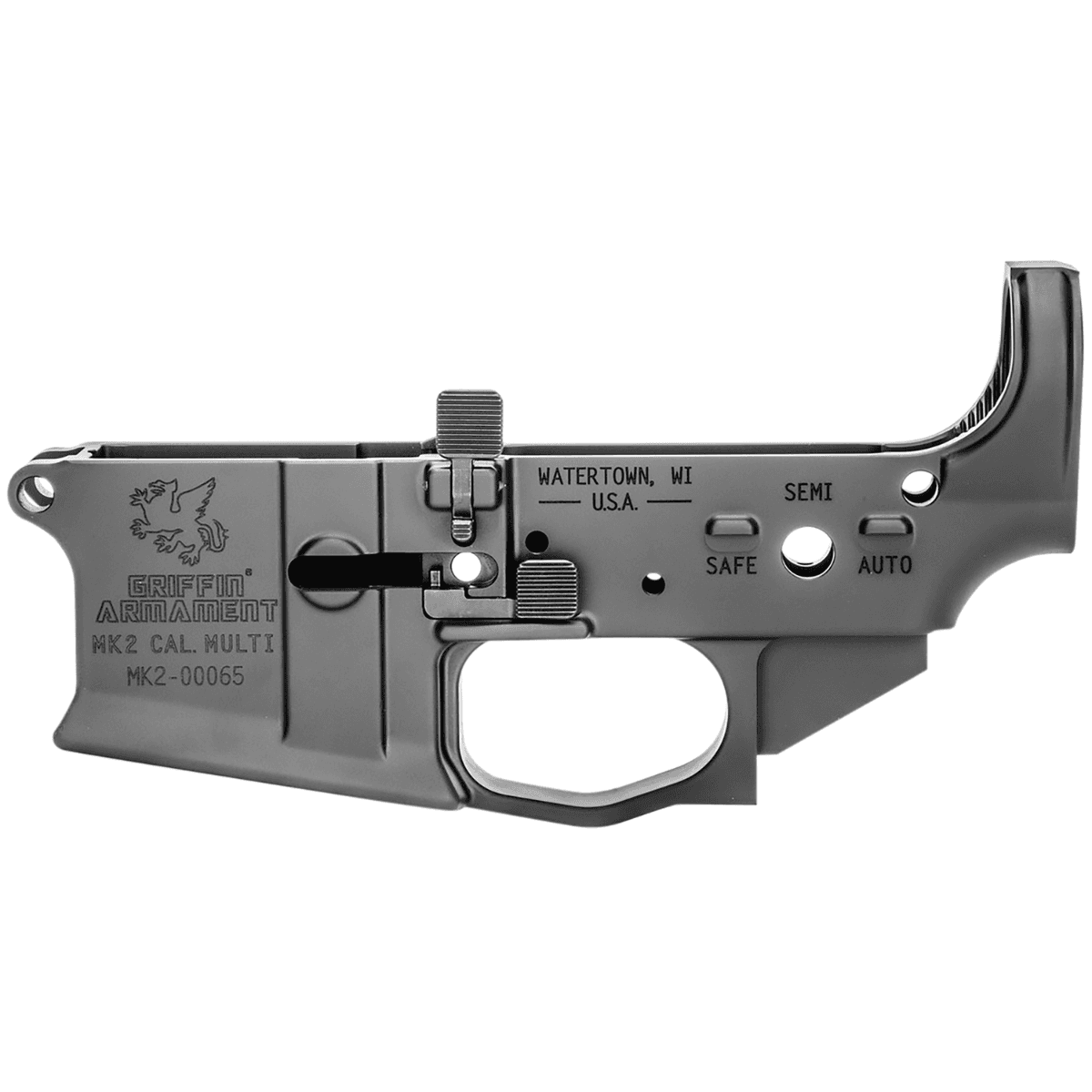 Griffin Armament MK2 Stripped Lower Receiver, 7075-T6 Aluminum Black Anodized for AR-15 - MK2AL Griffin Armament MK2 Stripped Lower Receiver, 7075-T6 Aluminum Black Anodized for AR-15 - MK2AL