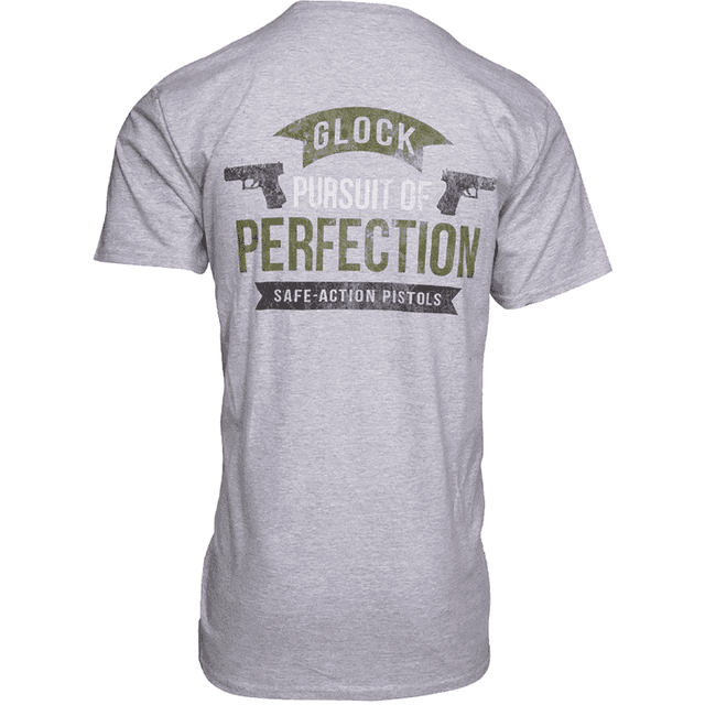 Glock Pursuit Of Perfection Short Sleeve Shirt, Heather Gray Cotton/Polyester Small - AA75117 Glock Pursuit Of Perfection Short Sleeve Shirt, Heather Gray Cotton/Polyester Small - AA75117