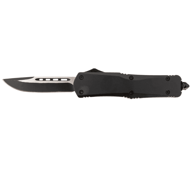 Steel River Spartan 3.75 in Drop Point Black/Silver 440C SS Blade with 5.5 in Black Aluminum Zinc Alloy Handle - T624BDP Steel River Spartan 3.75 in Drop Point Black/Silver 440C SS Blade with 5.5 in Black Aluminum Zinc Alloy Handle - T624BDP