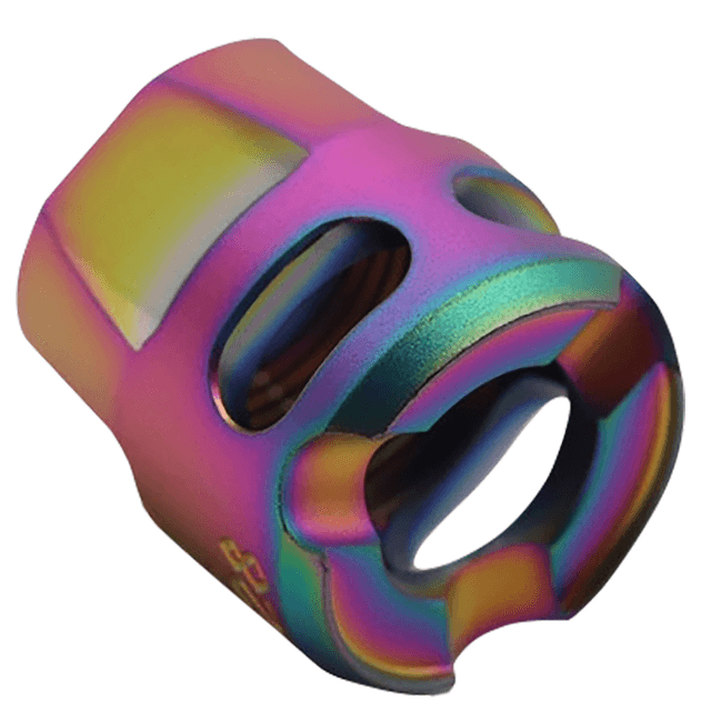 True Precision Micro Compensator Y-Type Spectrum 416R Stainless Steel 1/2 in x 28 Threads for 9mm/380 ACP - TPYMICROS True Precision Micro Compensator Y-Type Spectrum 416R Stainless Steel 1/2 in x 28 Threads for 9mm/380 ACP - TPYMICROS