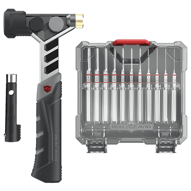 Real Avid Master Hammer and Accu-Punch Pin Punch Set Steel 11 Pieces - AVAMHAPS Real Avid Master Hammer and Accu-Punch Pin Punch Set Steel 11 Pieces - AVAMHAPS
