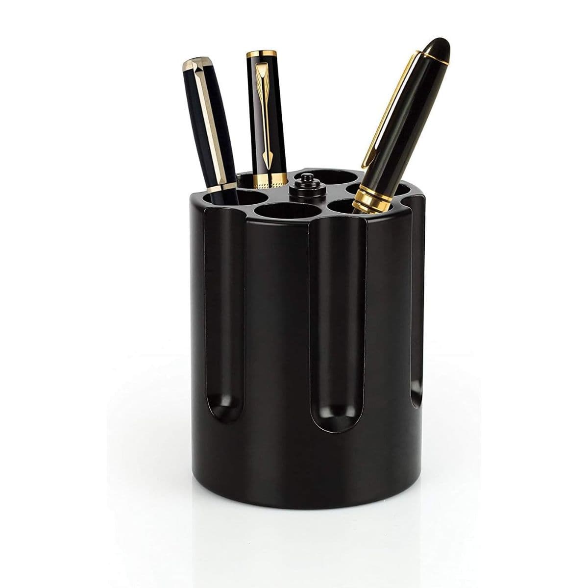 Caliber Gourmet Cylinder Pen Holder Black Aluminum 3.25 in x 2.75 in Pistol Cylinder - CBG1007BK Caliber Gourmet Cylinder Pen Holder Black Aluminum 3.25 in x 2.75 in Pistol Cylinder - CBG1007BK