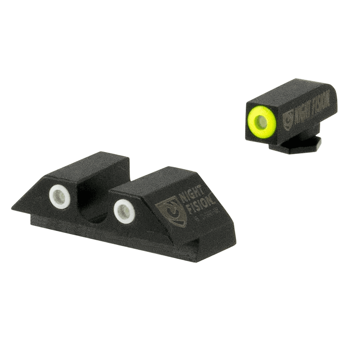 Night Fision Tritium Night Sights for Glock 42/43/43X with Green Tritium Yellow Outline Front and White Outline Rear Sight - GLK003007YGW Night Fision Tritium Night Sights for Glock 42/43/43X with Green Tritium Yellow Outline Front and White Outline Rear Sight - GLK003007YGW