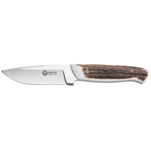 Boker Stag Hunter 3.50" Drop Point Plain N695 Blade 4" Rugged Stag Handle - 02BA319H Boker Stag Hunter 3.50" Drop Point Plain N695 Blade 4" Rugged Stag Handle - 02BA319H