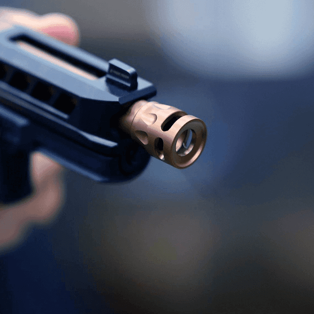 True Precision Inc Micro Compensator S-Type, Gold 416R Stainless Steel 1/2"x28 Threads 9mm/380 ACP - TPSMICROG True Precision Inc Micro Compensator S-Type, Gold 416R Stainless Steel 1/2"x28 Threads 9mm/380 ACP - TPSMICROG