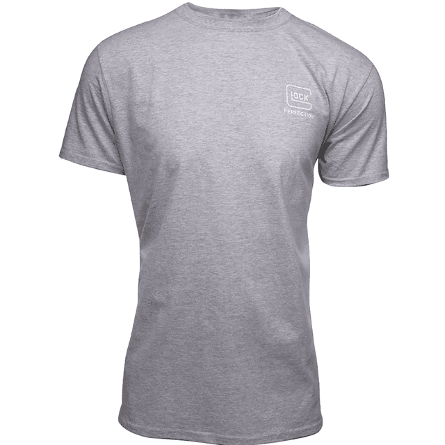 Glock Pursuit Of Perfection Graphic Tee Shirt, Heather Gray Cotton/Polyester Short Sleeve Medium - AA75118 Glock Pursuit Of Perfection Graphic Tee Shirt, Heather Gray Cotton/Polyester Short Sleeve Medium - AA75118