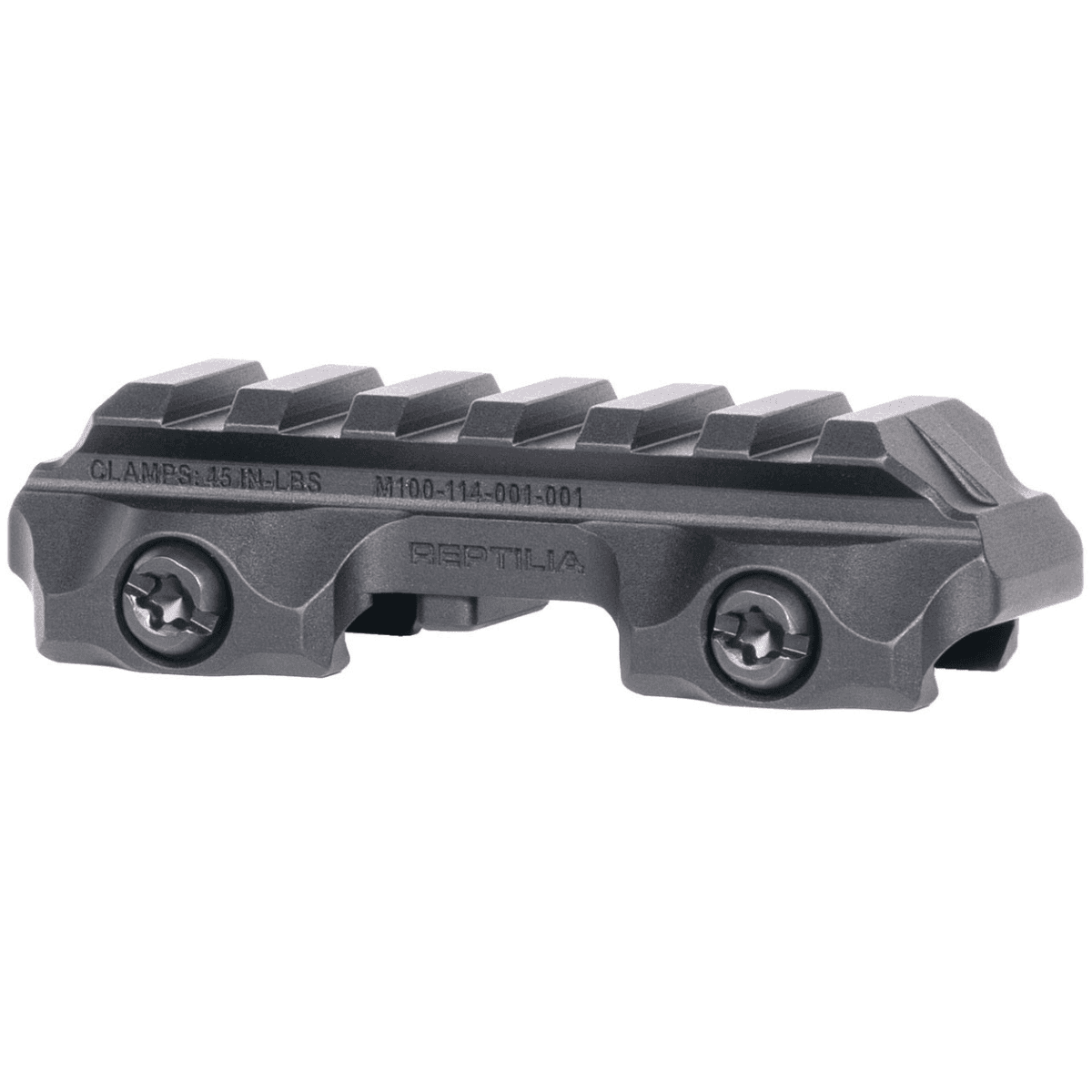 Reptilia LLC 6 Slot RMU Mount, Black 7075-T6 Aluminum Mil-Spec 1913 Picatinny Rail Mount - 100271 Reptilia LLC 6 Slot RMU Mount, Black 7075-T6 Aluminum Mil-Spec 1913 Picatinny Rail Mount - 100271