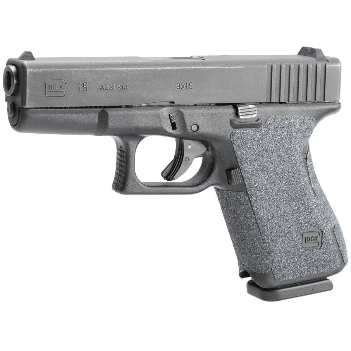 Hogue Wrapter Adhesive Grip, made of Heavy Grit with Black Finish for Glock 17, 17 MOS, 19x, 34 MOS, 45 & 45 MOS Gen 5 (No Backstrap) - 17179 Hogue Wrapter Adhesive Grip, made of Heavy Grit with Black Finish for Glock 17, 17 MOS, 19x, 34 MOS, 45 & 45 MOS Gen 5 (No Backstrap) - 17179