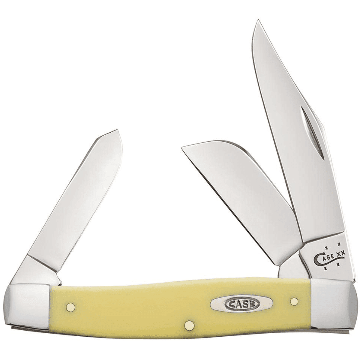 Case Yellow Synthetic Stockman Knife, 3.30" / 2.30" / 2.20" Folding Clip Point/Spey Plain Tumble Polish Carbon Steel Blade/Smooth Yellow Synthetic Handle - 00203 Case Yellow Synthetic Stockman Knife, 3.30" / 2.30" / 2.20" Folding Clip Point/Spey Plain Tumble Polish Carbon Steel Blade/Smooth Yellow Synthetic Handle - 00203