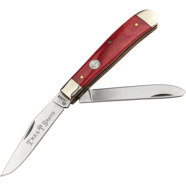 Boker Trapper Knife, 4.25'' Closed Plain D2 Steel Blade Smooth Red Bone Bone Handle - 110830 Boker Trapper Knife, 4.25'' Closed Plain D2 Steel Blade Smooth Red Bone Bone Handle - 110830