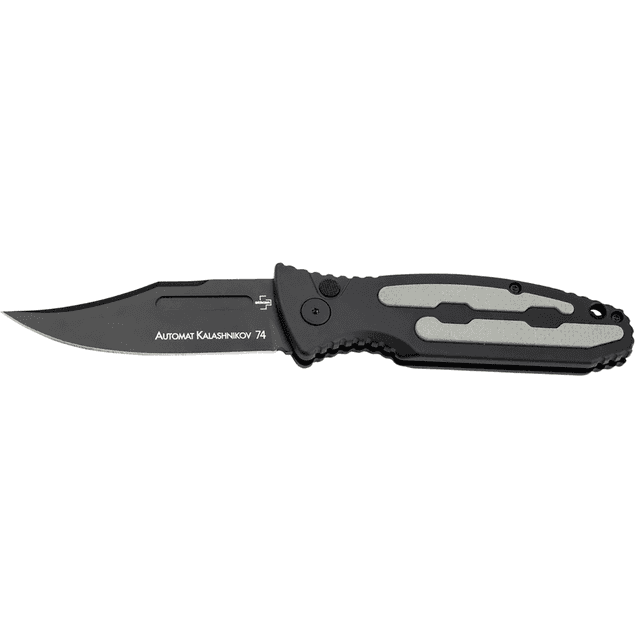 Boker Kalashnikov Knife, 3.35" Clip Point Plain Black D2 Steel Blade Black/Gray Aluminum Handle - 01KALS136 Boker Kalashnikov Knife, 3.35" Clip Point Plain Black D2 Steel Blade Black/Gray Aluminum Handle - 01KALS136