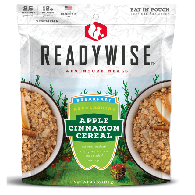 ReadyWise Outdoor Food Kit Appalachian Apple Cinnamon Cereal, 2.5 Servings, Resealable Pouch, 6-Pack – RW05008 ReadyWise Outdoor Food Kit Appalachian Apple Cinnamon Cereal, 2.5 Servings, Resealable Pouch, 6-Pack – RW05008