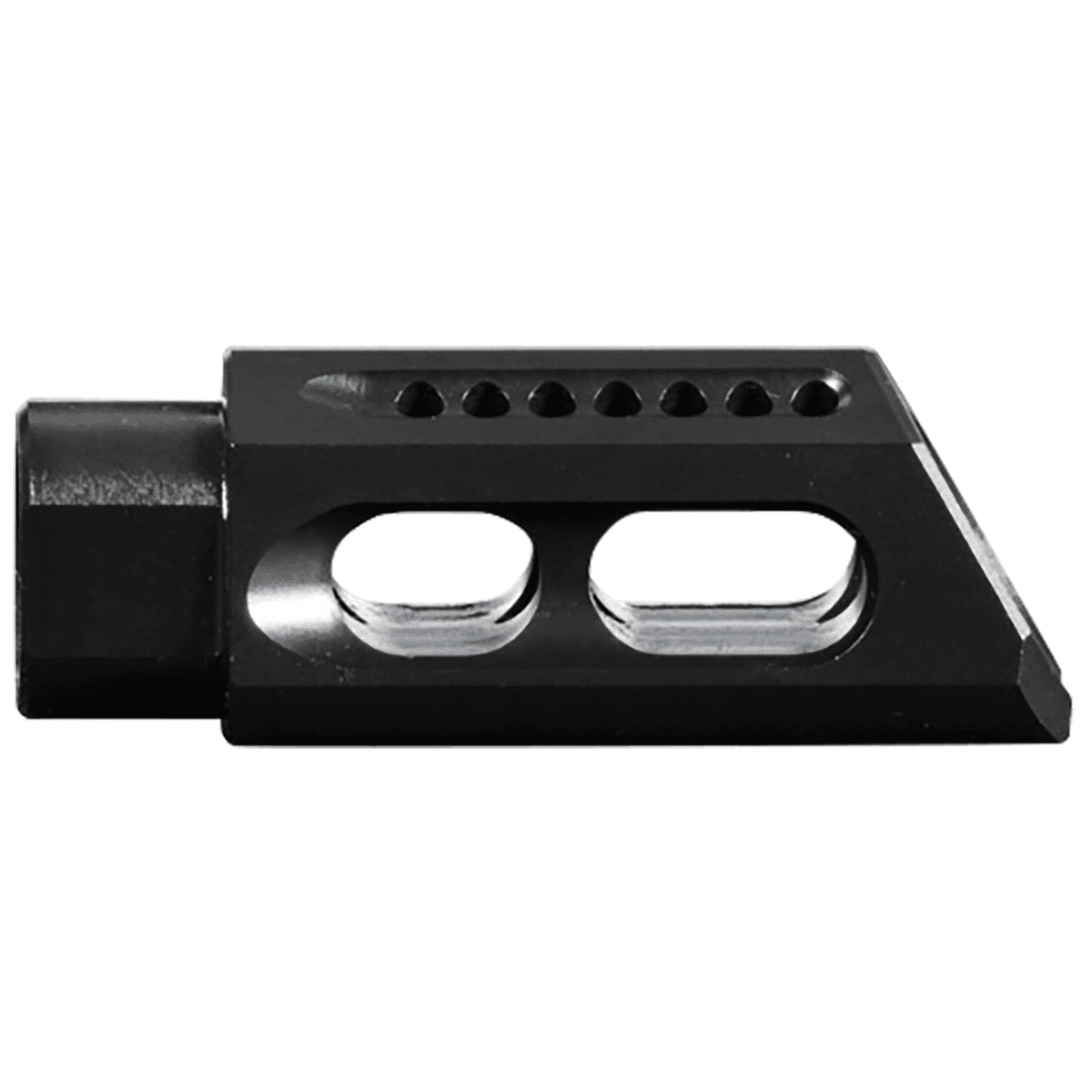 Yankee Hill Slant Muzzle Brake in Black Steel with 1/2"-28 Threads, 2.50" OAL for 5.56x45mm NATO AR-Platform - 26MBA Yankee Hill Slant Muzzle Brake in Black Steel with 1/2"-28 Threads, 2.50" OAL for 5.56x45mm NATO AR-Platform - 26MBA
