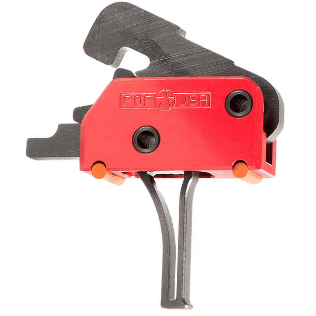 Patriot Ordnance Factory Drop-In Single-Stage Flat Trigger, 3.50 lbs Draw, Black/Red Finish, AR-Platform – 00858 Patriot Ordnance Factory Drop-In Single-Stage Flat Trigger, 3.50 lbs Draw, Black/Red Finish, AR-Platform – 00858