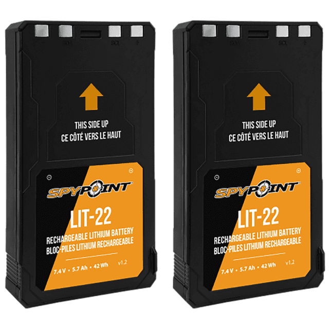 Spypoint LIT-22 Rechargeable Lithium Battery Pack, Black 7.4 Volts (2) Single Pack - 05538 Spypoint LIT-22 Rechargeable Lithium Battery Pack, Black 7.4 Volts (2) Single Pack - 05538
