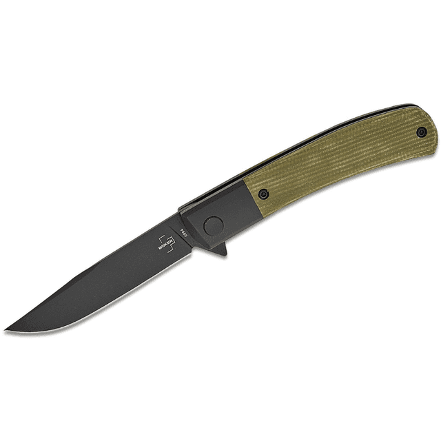 Boker Modern Gentleman Knife, 2.95" Plain Black Nitro-V Blade Green Micarta Handle - 01BO931 Boker Modern Gentleman Knife, 2.95" Plain Black Nitro-V Blade Green Micarta Handle - 01BO931