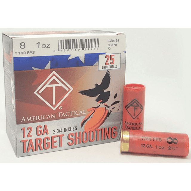 ATI Target Load 12 Gauge 2.75" 1oz 8 Shot 25 Per Box ATI Target Load 12 Gauge 2.75" 1oz 8 Shot 25 Per Box