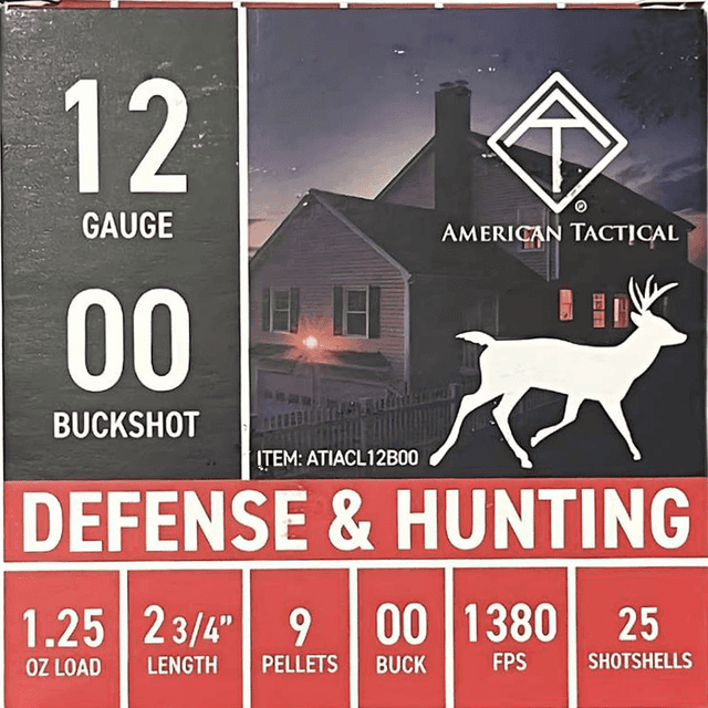 ATI ATIACL12B00 12 Gauge 2.75" 1 1/4oz 00 Buck Shot 25 Per Box ATI ATIACL12B00 12 Gauge 2.75" 1 1/4oz 00 Buck Shot 25 Per Box