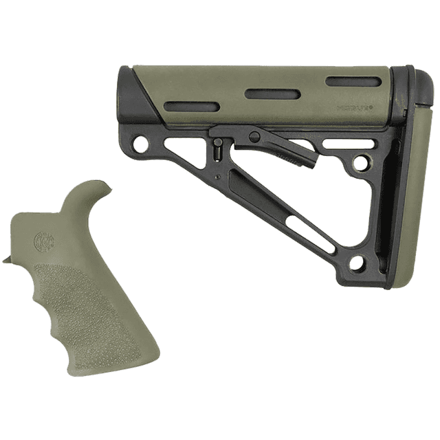 Hogue OverMolded Beavertail Grip & Collapsible Buttstock, OD Green (Fits Mil-Spec Buffer Tube) Fits AR-15/M16 - 15256 Hogue OverMolded Beavertail Grip & Collapsible Buttstock, OD Green (Fits Mil-Spec Buffer Tube) Fits AR-15/M16 - 15256