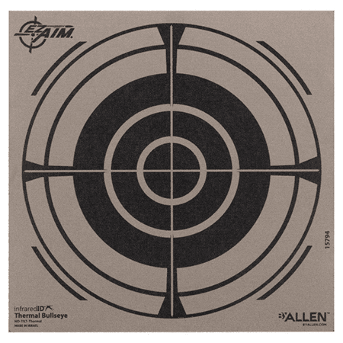 Allen Thermal Target, Black/Gray Bullseye Hanging Paper 8" x 8" - 15794 Allen Thermal Target, Black/Gray Bullseye Hanging Paper 8" x 8" - 15794