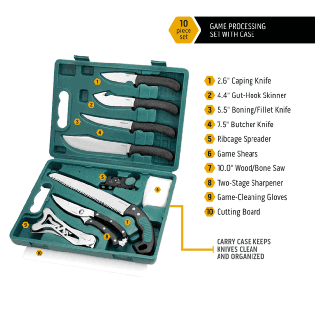 Outdoor Edge Game Pro Game Processor Kit, 420J2 Stainless Steel Black Nonslip TPR Includes Carry Case - GP11 Outdoor Edge Game Pro Game Processor Kit, 420J2 Stainless Steel Black Nonslip TPR Includes Carry Case - GP11