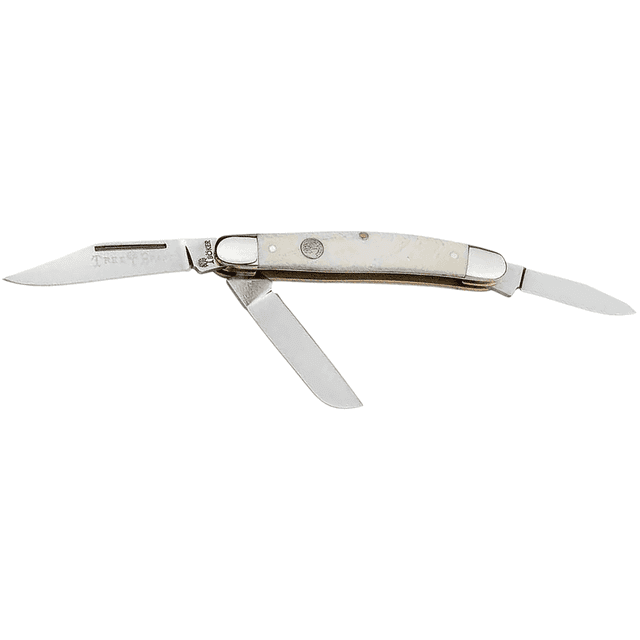 Boker Traditional Stockman Knife, 3.50'' Closed Medium Clip Point/Sheepsfoot/Spey Plain D2 Steel Blade Smooth White Bone Handle - 110854 Boker Traditional Stockman Knife, 3.50'' Closed Medium Clip Point/Sheepsfoot/Spey Plain D2 Steel Blade Smooth White Bone Handle - 110854