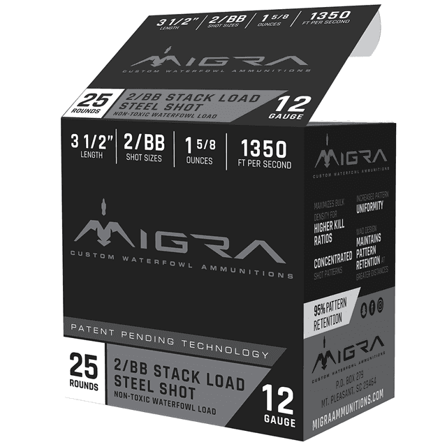 Migra Ammunitions M12LS2BB Combinational 12 Gauge 3.50" 1 5/8 oz 2, BB Shot 25 Per Box Migra Ammunitions M12LS2BB Combinational 12 Gauge 3.50" 1 5/8 oz 2, BB Shot 25 Per Box