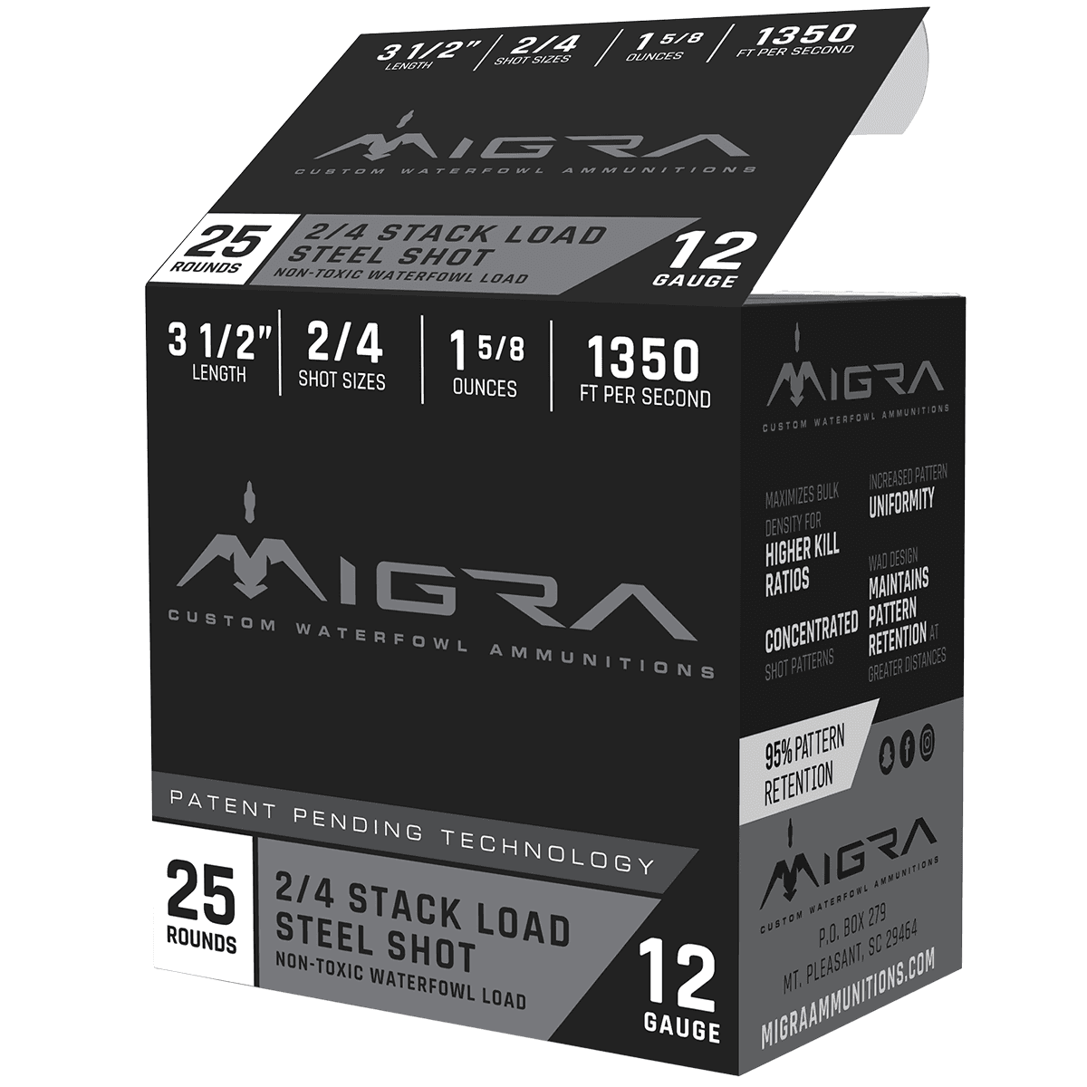Migra Ammunitions M12LS24 Combinational 12 Gauge 3.50" 1 5/8 oz 2, 4 Shot 25 Per Box Migra Ammunitions M12LS24 Combinational 12 Gauge 3.50" 1 5/8 oz 2, 4 Shot 25 Per Box