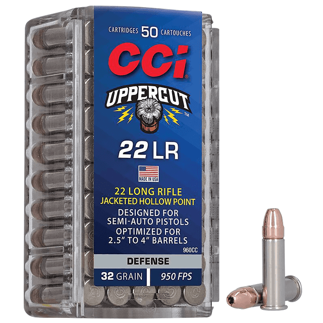 CCI 960CC Uppercut Defense 22LR 32gr Jacketed Hollow Point 50 Per Box CCI 960CC Uppercut Defense 22LR 32gr Jacketed Hollow Point 50 Per Box