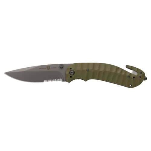 Browning Black Label Duration Knife with Seat Belt Cutter and Glass Break, Olive Browning Black Label Duration Knife with Seat Belt Cutter and Glass Break, Olive