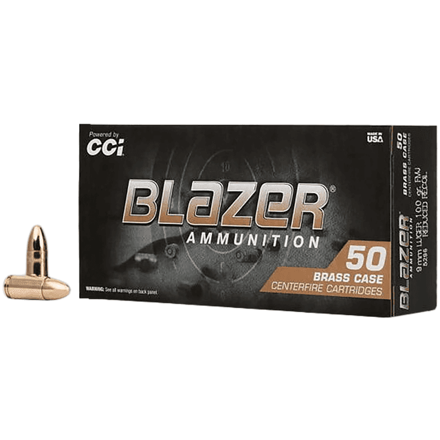 CCI 5296 Blazer Brass Full Metal Jacket 9mm Luger 100gr Full Metal Jacket 50 Per Box CCI 5296 Blazer Brass Full Metal Jacket 9mm Luger 100gr Full Metal Jacket 50 Per Box