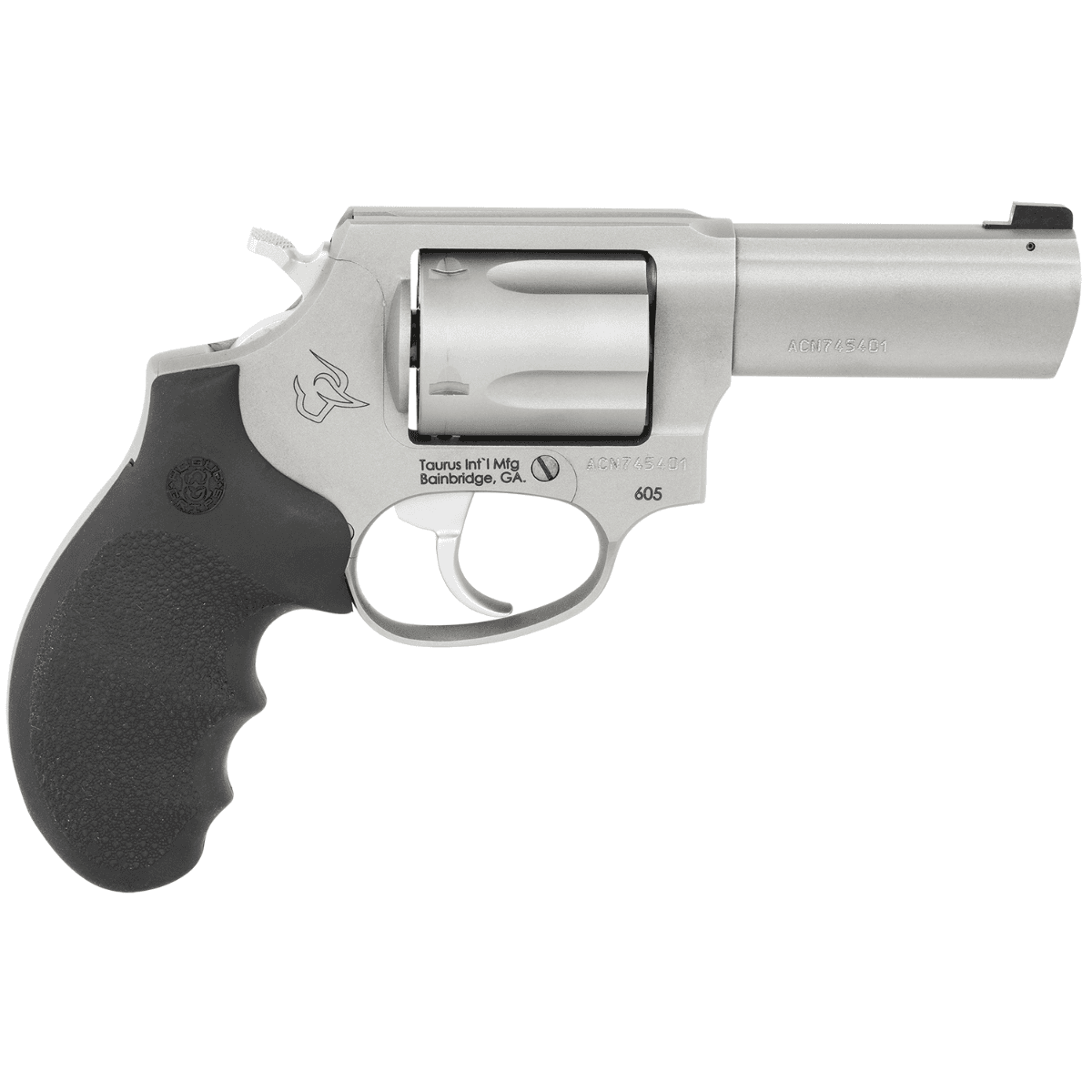 Taurus 2-60539NS Defender 605 SA/DA .38 Special +P/.357 Mag 5rd 3" Stainless Steel Black Hogue Grip Night Sight Taurus 2-60539NS Defender 605 SA/DA .38 Special +P/.357 Mag 5rd 3" Stainless Steel Black Hogue Grip Night Sight