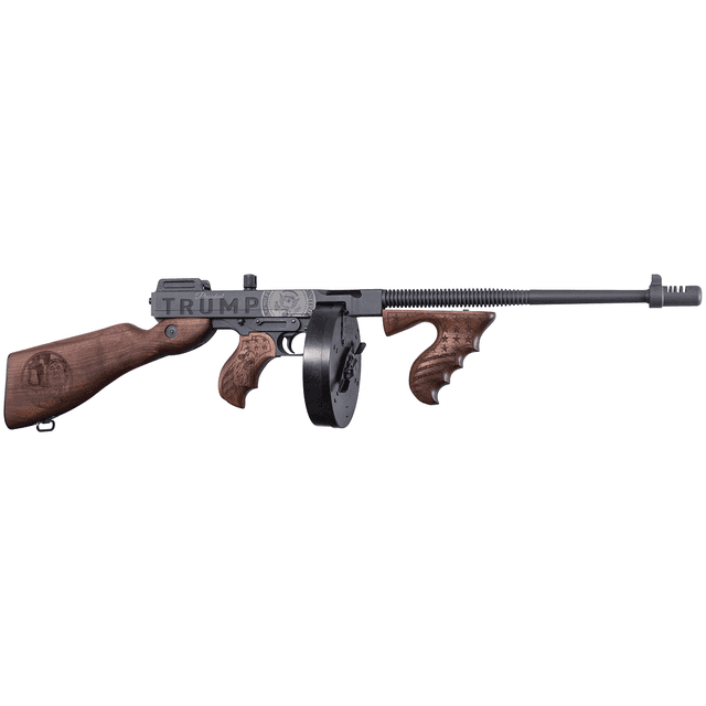 Thompson T1-14-50DC2 1927A-1 Deluxe 45 ACP 16.50" 20+1 (Stick), 50+1 (Drum), Trump Save America Engraved Rifle Thompson T1-14-50DC2 1927A-1 Deluxe 45 ACP 16.50" 20+1 (Stick), 50+1 (Drum), Trump Save America Engraved Rifle