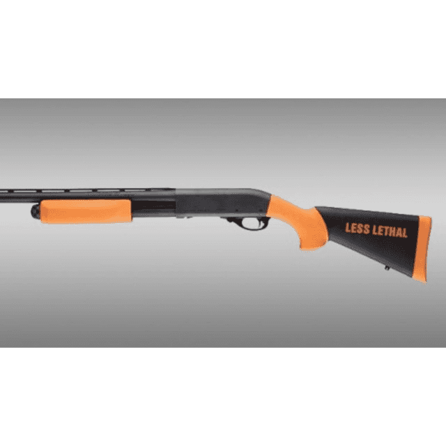 Hogue OverMolded Less Lethal Shotgun Stock w/Forend, Black/Orange Fits Remington 870 - 08742 Hogue OverMolded Less Lethal Shotgun Stock w/Forend, Black/Orange Fits Remington 870 - 08742