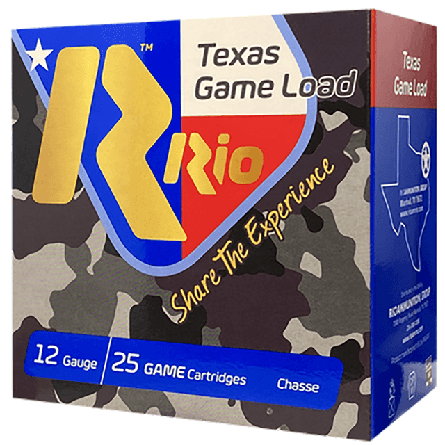 Rio Ammunition Texas Game Load Cartridge, High Velocity 2.75" 1 1/4oz 6Shot 25 Per Box/10 Case 12Gauge - TG366TX Rio Ammunition Texas Game Load Cartridge, High Velocity 2.75" 1 1/4oz 6Shot 25 Per Box/10 Case 12Gauge - TG366TX