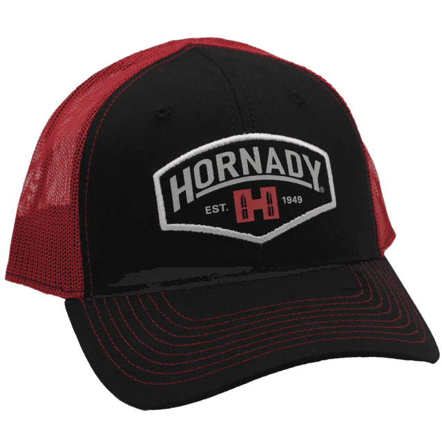 Hornady Established Mesh Cap, OSFA Black Red Adjustable Snapback Structured - 99214 Hornady Established Mesh Cap, OSFA Black Red Adjustable Snapback Structured - 99214