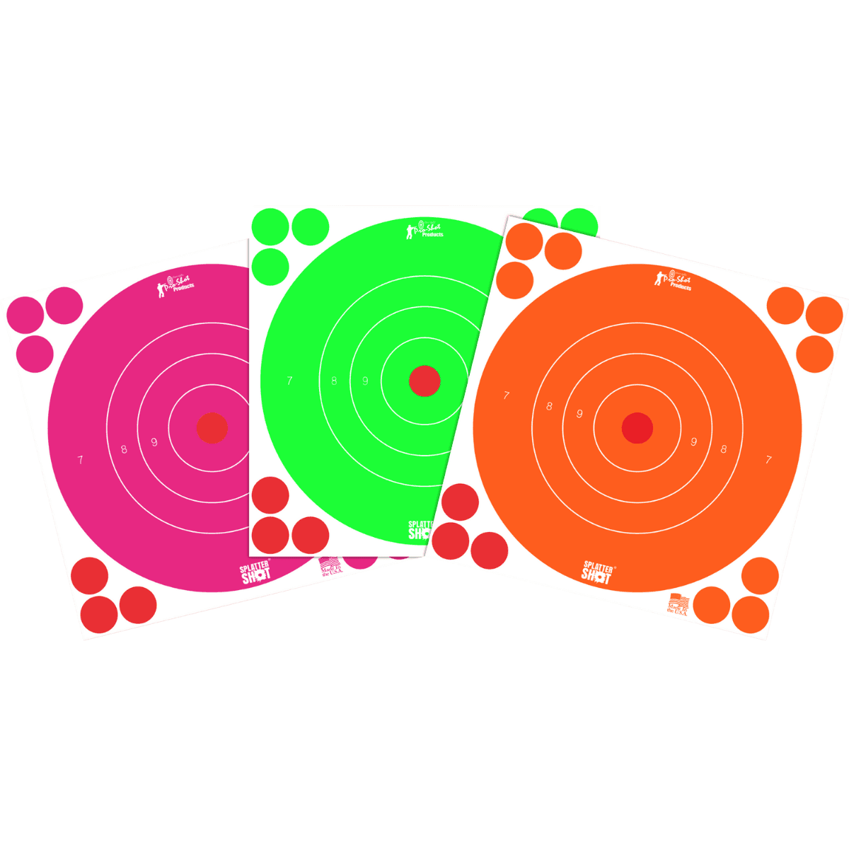Pro-Shot SplatterShot Self-Adhesive Targets, 8" Bullseye Orange/Pink/Green 6 Pack - 8BFL6COMBO Pro-Shot SplatterShot Self-Adhesive Targets, 8" Bullseye Orange/Pink/Green 6 Pack - 8BFL6COMBO