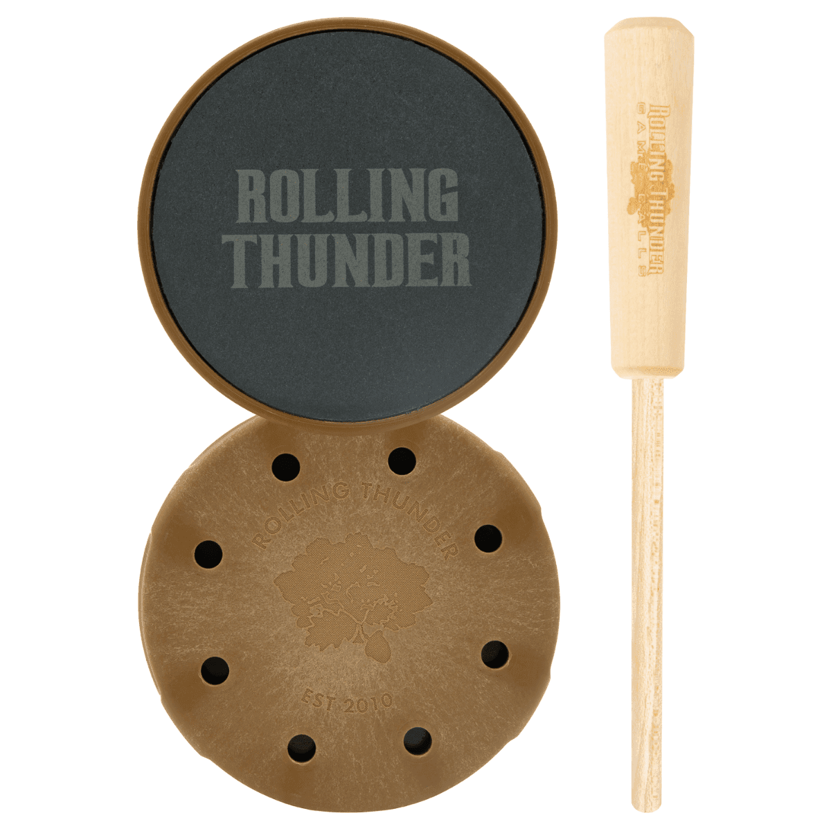 Rolling Thunder Game Call Thunderdome Pot Calls & Strikers, Hickory/Slate Attracts Turkey Species - TCP-TDS Rolling Thunder Game Call Thunderdome Pot Calls & Strikers, Hickory/Slate Attracts Turkey Species - TCP-TDS
