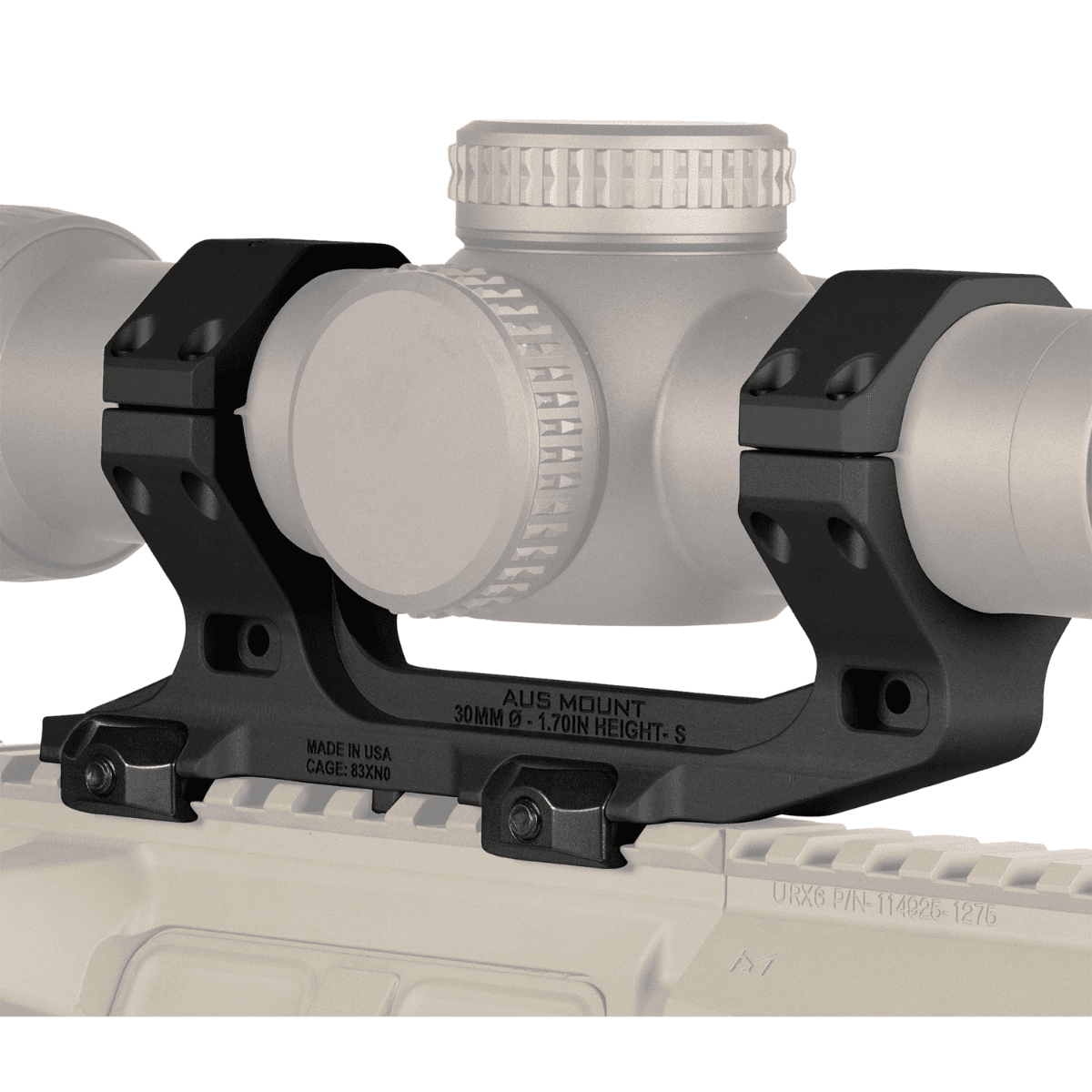 Reptilia LLC AUS Optic Mount, Black 7075-T6 Aluminum 30mm Tube Mil-Spec 1913 Picatinny Rail Mount - 100238 Reptilia LLC AUS Optic Mount, Black 7075-T6 Aluminum 30mm Tube Mil-Spec 1913 Picatinny Rail Mount - 100238