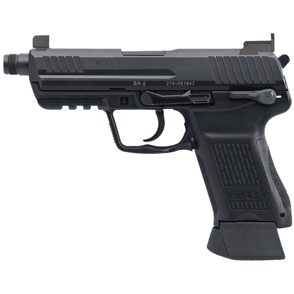HK HK45CT Tactical V1 Pistol, 3.94" Black Threaded Barrel Black Serrated Steel Slide Black Polymer Frame w/Picatinny Rail Black Interchangeable Backstrap Grip Ambidextrous 10+1rd Compact Frame 45 ACP - 81001115 HK HK45CT Tactical V1 Pistol, 3.94" Black Threaded Barrel Black Serrated Steel Slide Black Polymer Frame w/Picatinny Rail Black Interchangeable Backstrap Grip Ambidextrous 10+1rd Compact Frame 45 ACP - 81001115