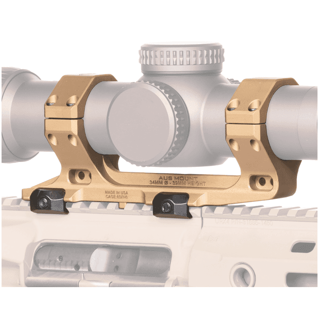 Reptilia LLC AUS Optic Mount, FDE 7075-T6 Aluminum 34mm Tube Mil-Spec 1913 Picatinny Rail Mount - 100155 Reptilia LLC AUS Optic Mount, FDE 7075-T6 Aluminum 34mm Tube Mil-Spec 1913 Picatinny Rail Mount - 100155